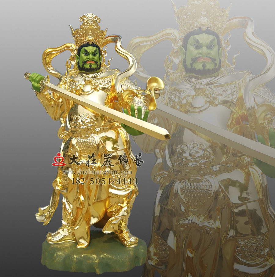 銅雕四大天王之貼金南方增長天王